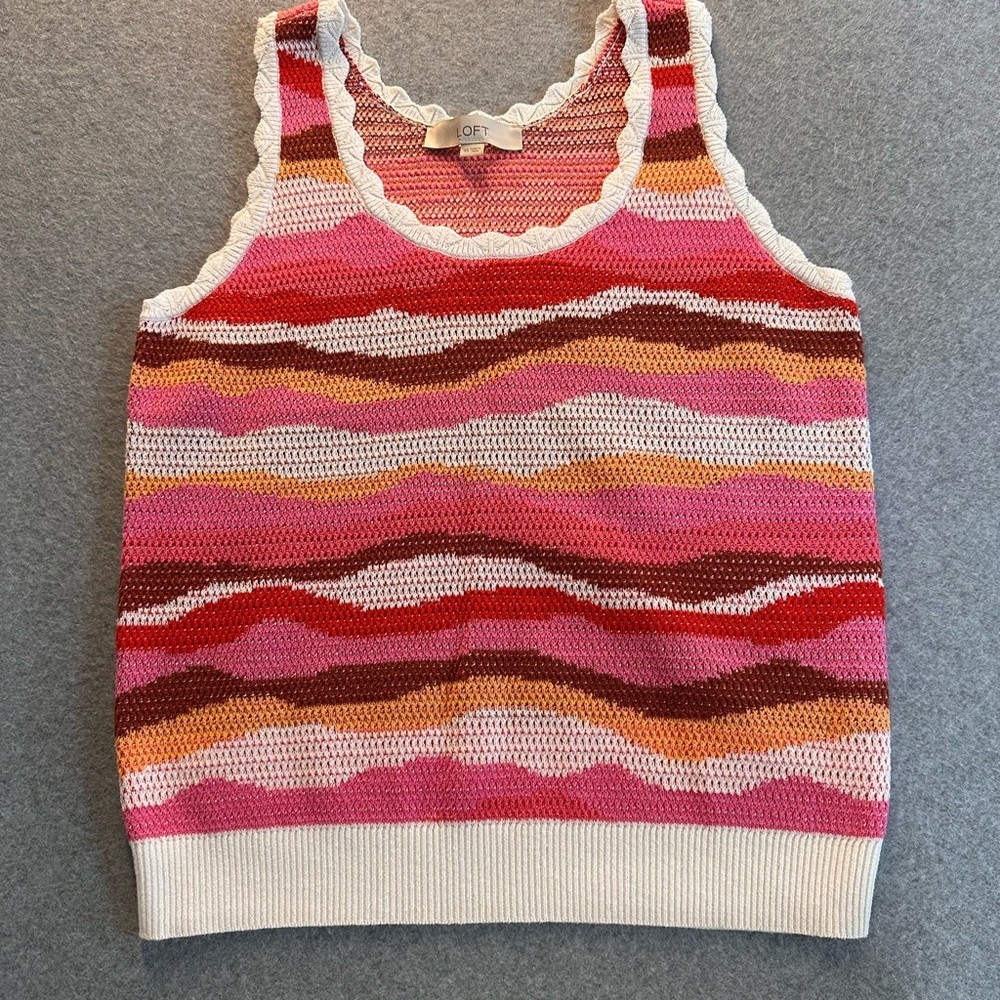 LOFT Multicolor Pink Knit Tank Top